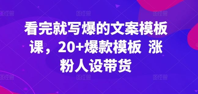 看完就写爆的文案模板课，20+爆款模板  涨粉人设带货-宇文网创