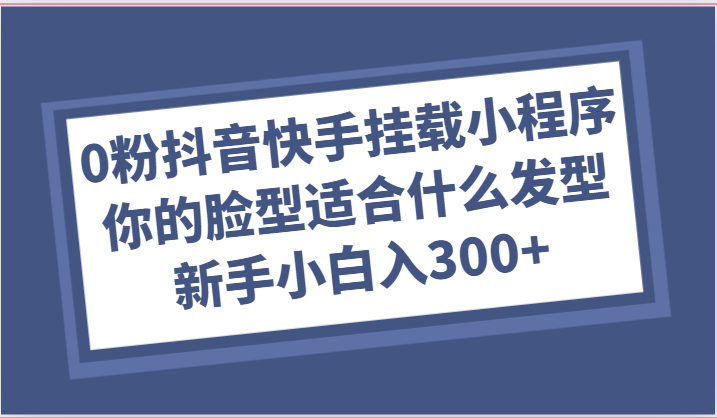 0粉抖音快手挂载小程序，你的脸型适合什么发型玩法，新手小白日入300+-宇文网创