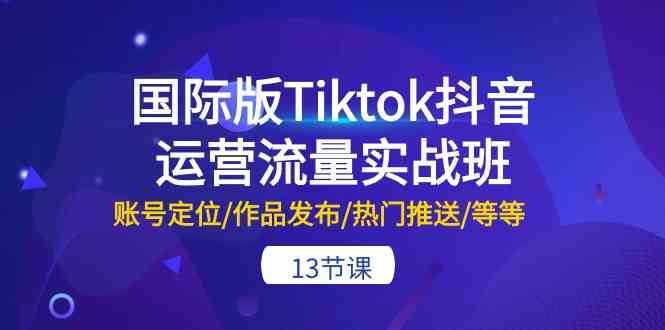 国际版Tiktok抖音运营流量实战班：账号定位/作品发布/热门推送/等等（-宇文网创