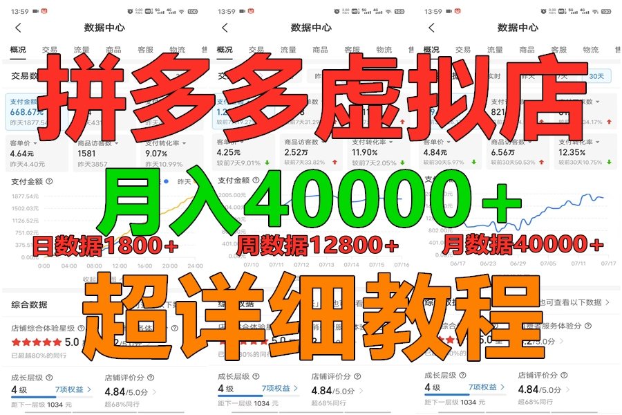 拼多多虚拟电商训练营月入40000+，全网最详细，你做你也行，暴利稳定长久-宇文网创