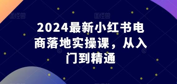 2024最新小红书电商落地实操课，从入门到精通-宇文网创