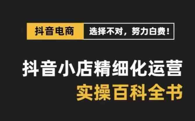 抖音小店精细化运营百科全书，保姆级运营实战讲解（-宇文网创