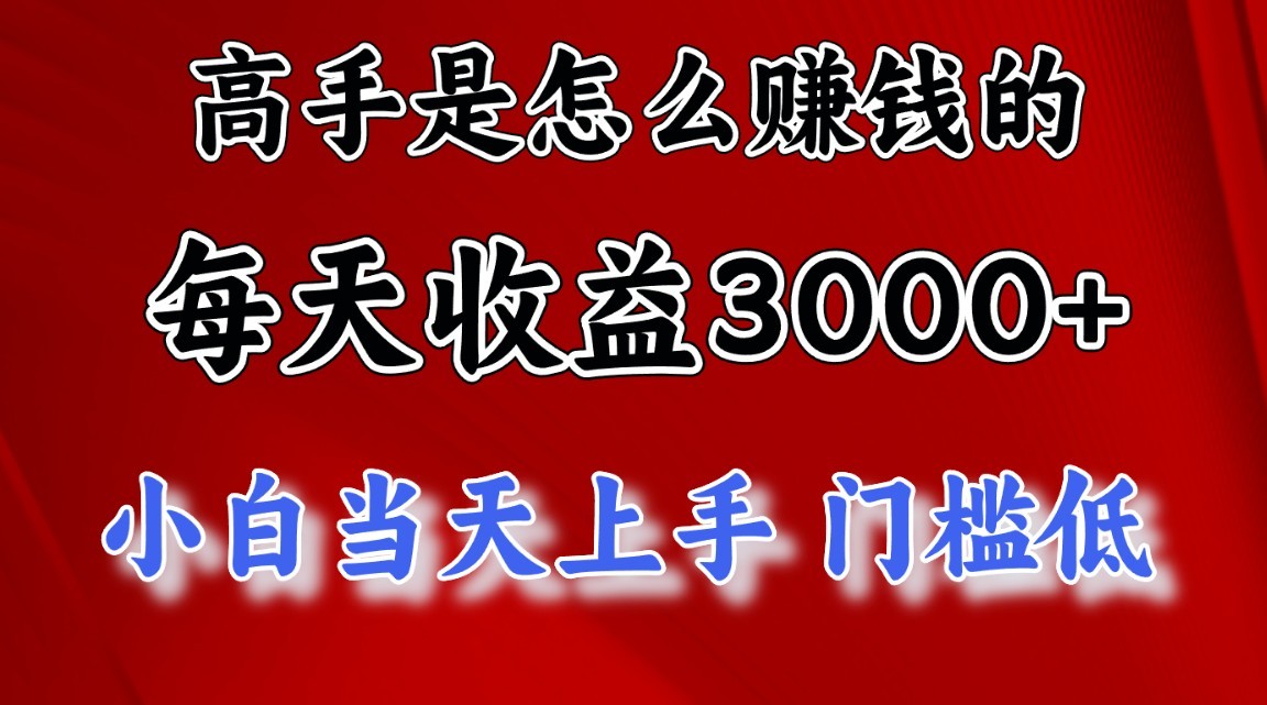 高手是怎么赚钱的，一天收益3000+，闷声发财项目，不是一般人能看懂的-宇文网创