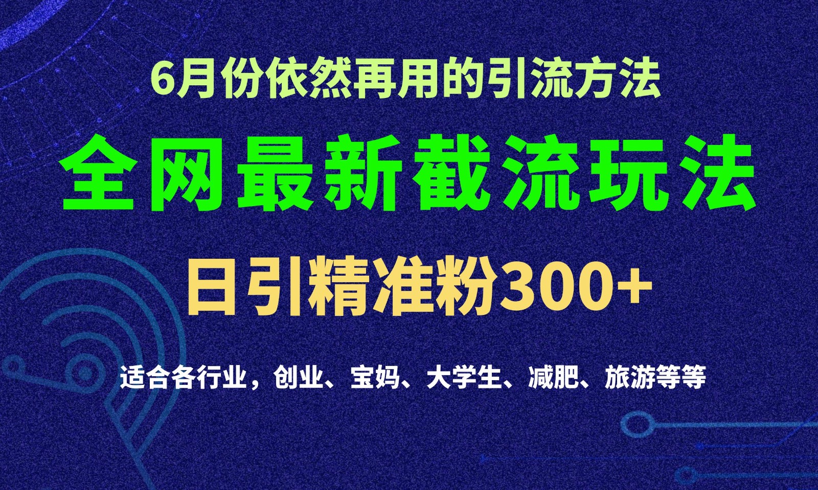 2024全网最新截留玩法，每日引流突破300+-宇文网创