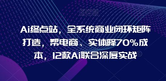 Ai终点站，全系统商业闭环矩阵打造，帮电商、实体降70%成本，12款Ai联合深度实战-宇文网创