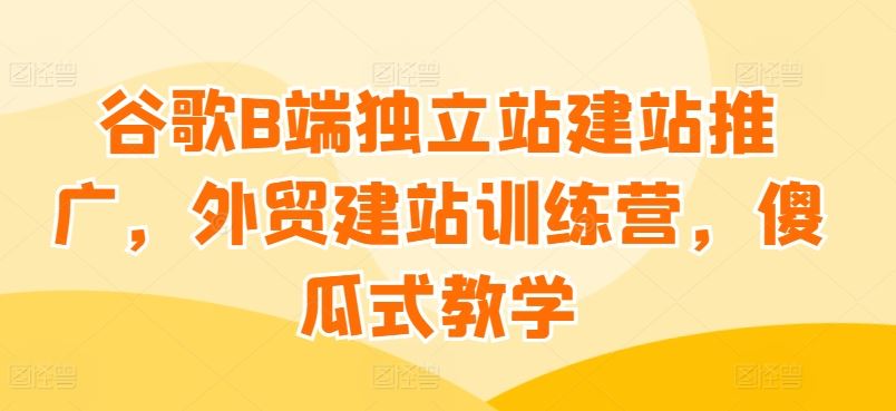 谷歌B端独立站建站推广，外贸建站训练营，傻瓜式教学-宇文网创