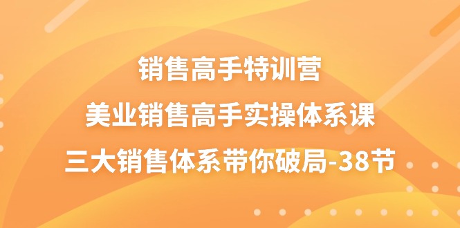 销售高手特训营，美业销售高手实操体系课，三大销售体系带你破局（-宇文网创