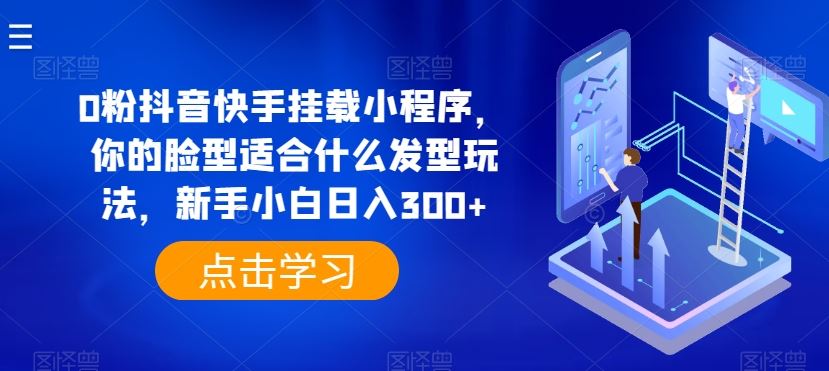 0粉抖音快手挂载小程序，你的脸型适合什么发型玩法，新手小白日入300+【揭秘】-宇文网创