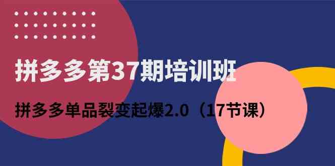 拼多多第37期培训班：拼多多单品裂变起爆2.0（-宇文网创