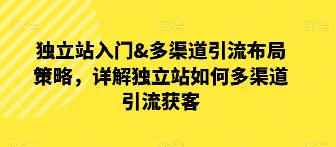 独立站入门&多渠道引流布局策略，详解独立站如何多渠道引流获客-宇文网创