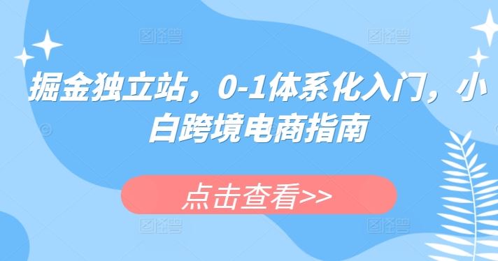 掘金独立站，0-1体系化入门，小白跨境电商指南-宇文网创