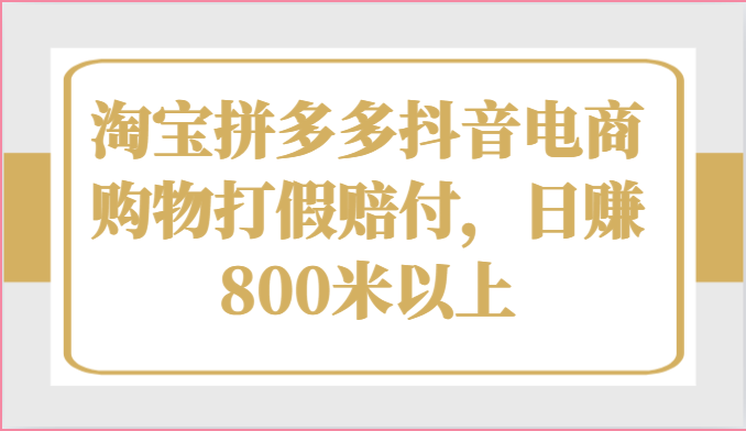 淘宝拼多多抖音电商购物打假赔付，日赚800米以上-宇文网创