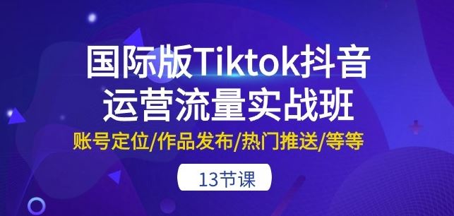 国际版Tiktok抖音运营流量实战班：账号定位/作品发布/热门推送/等等-13节-宇文网创