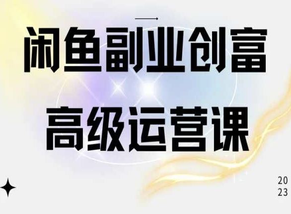 闲鱼电商运营高级课程，一部手机学会闲鱼开店赚钱-宇文网创