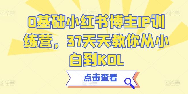 0基础小红书博主IP训练营，37天天教你从小白到KOL-宇文网创