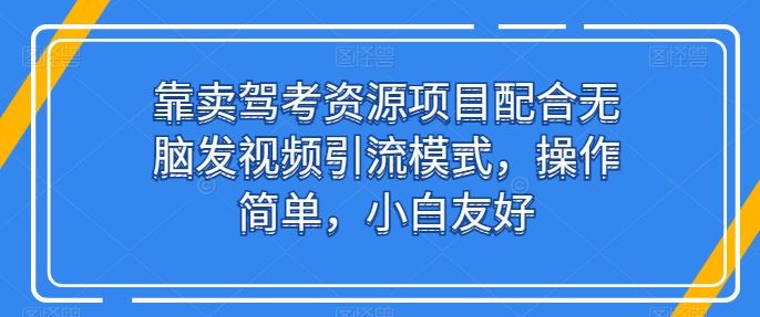 靠卖驾考资源项目配合无脑发视频引流模式，操作简单，小白友好【揭秘】-宇文网创