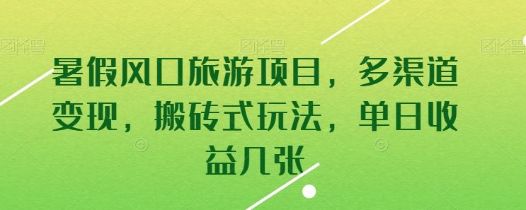 暑假风口旅游项目，多渠道变现，搬砖式玩法，单日收益几张【揭秘】-宇文网创