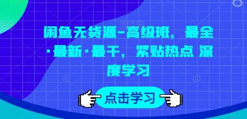 闲鱼无货源-高级班，最全·最新·最干，紧贴热点 深度学习-宇文网创