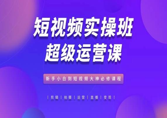 短视频实操班超级运营课，新手小白到短视频大神必修课程-宇文网创