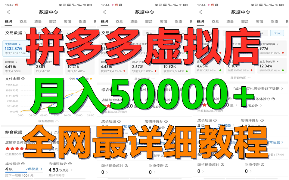 拼多多虚拟电商训练营月入50000+你也行，暴利稳定长久，副业首选-宇文网创