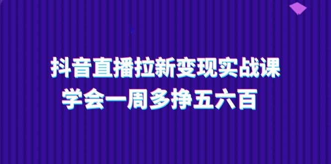 抖音直播拉新变现实操课，学会一周多挣五六百（-宇文网创