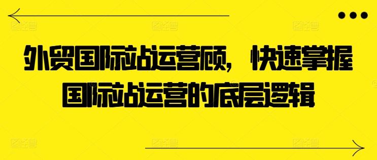 外贸国际站运营顾问，快速掌握国际站运营的底层逻辑-宇文网创