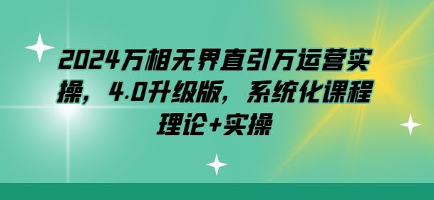 2024万相无界直引万运营实操，4.0升级版，系统化课程 理论+实操-宇文网创