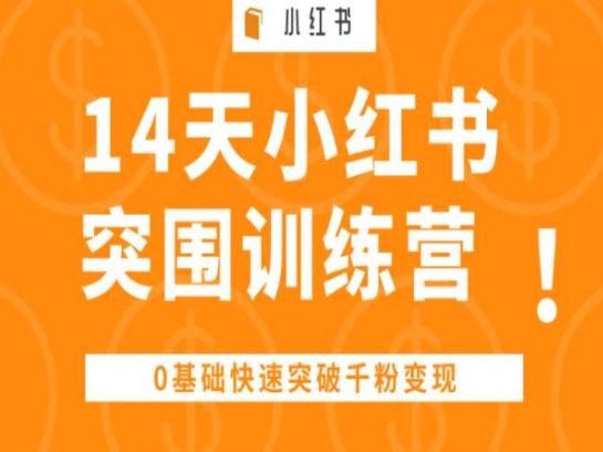 14天小红书突围训练营 ，0基础快速突破千粉变现-宇文网创