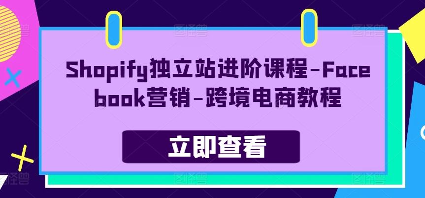 Shopify独立站进阶课程-Facebook营销-跨境电商教程-宇文网创