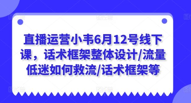 直播运营小韦6月12号线下课，话术框架整体设计/流量低迷如何救流/话术框架等-宇文网创
