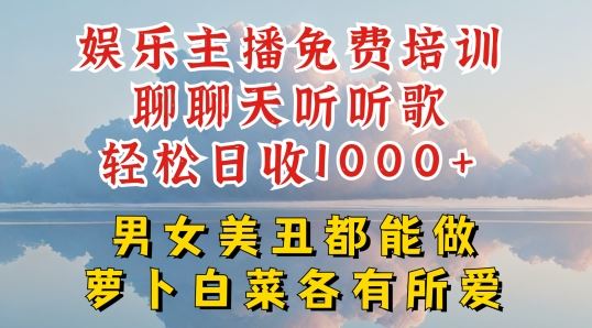 娱乐主播免费培训聊聊天听听歌轻松日收1K+，男女美丑都能做萝卜白菜各有所爱【揭秘】-宇文网创