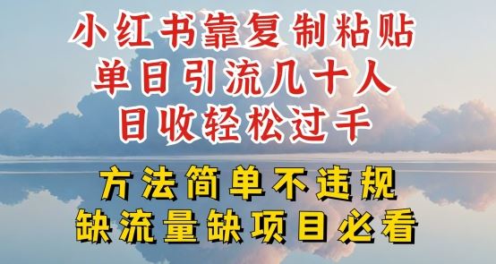 小红书靠复制粘贴单日引流几十人目收轻松过千，方法简单不违规【揭秘】-宇文网创