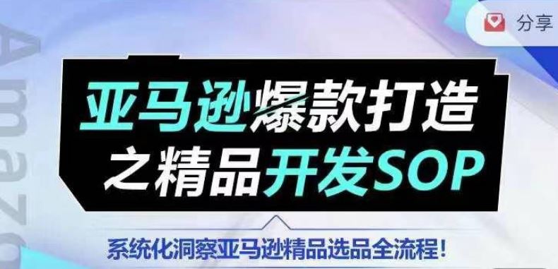 【训练营】亚马逊爆款打造之精品开发SOP，系统化洞察亚马逊精品选品全流程-宇文网创