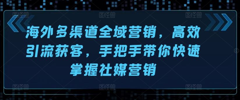 海外多渠道全域营销，高效引流获客，手把手带你快速掌握社媒营销-宇文网创