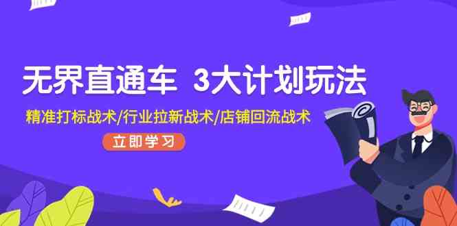 无界直通车3大计划玩法，精准打标战术/行业拉新战术/店铺回流战术-宇文网创