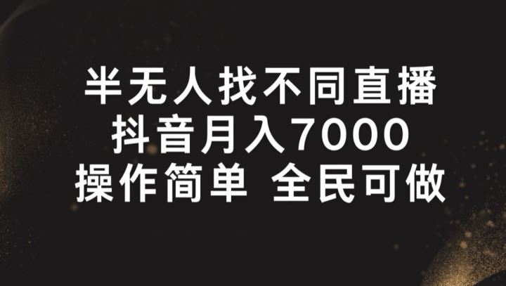 半无人找不同直播，月入7000+，操作简单 全民可做【揭秘】-宇文网创