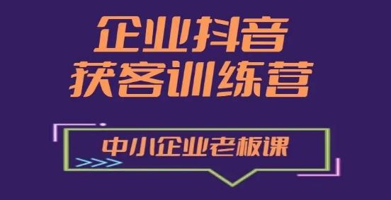 企业抖音营销获客增长训练营，中小企业老板必修课-宇文网创