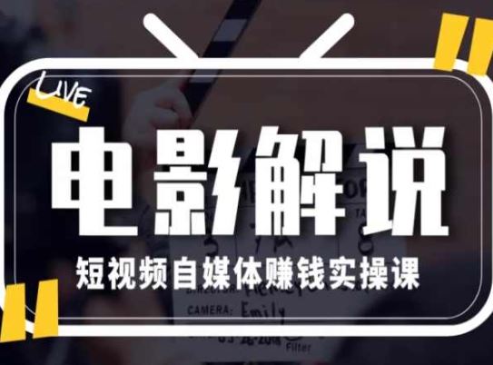 电影解说短视频自媒体赚钱实操课，教你做电影解说短视频，月赚1万-宇文网创