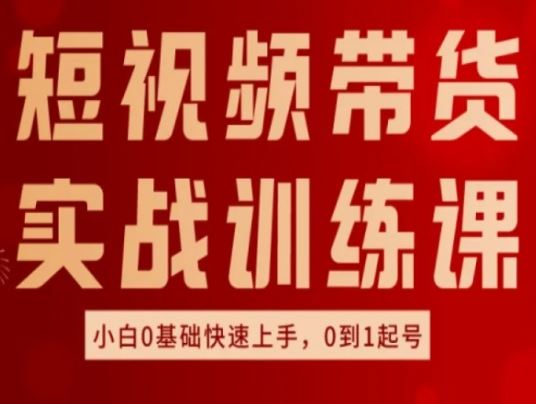 短视频带货实战训练课，好物分享实操，小白0基础快速上手，0到1起号-宇文网创