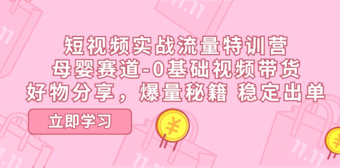 短视频实战流量特训营，母婴赛道-0基础带货，好物分享，爆量秘籍 稳定出单-宇文网创