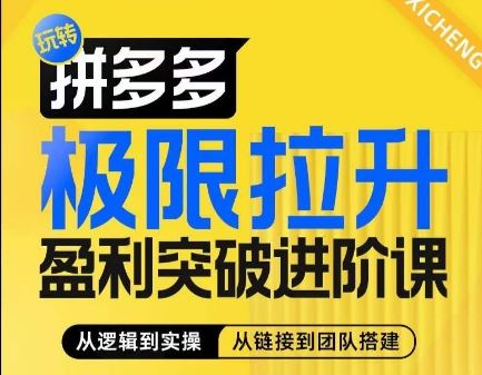 拼多多极限拉升盈利突破进阶课，​从算法到玩法，从玩法到团队搭建，体系化系统性帮助商家实现利润提升-宇文网创