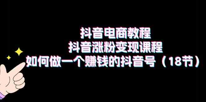 抖音电商教程：抖音涨粉变现课程：如何做一个赚钱的抖音号（-宇文网创