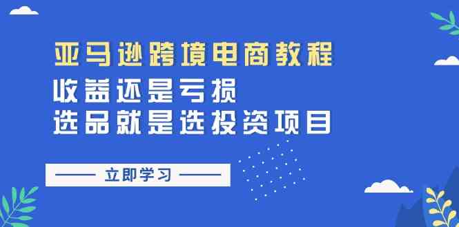 亚马逊跨境电商教程：收益还是亏损！选品就是选投资项目-宇文网创