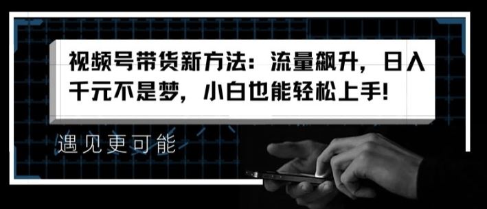 视频号带货新方法：流量飙升，日入千元不是梦，小白也能轻松上手【揭秘】-宇文网创