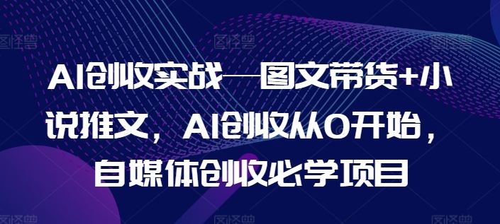 AI创收实战—图文带货+小说推文，AI创收从0开始，自媒体创收必学项目-宇文网创