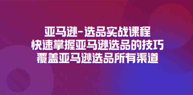 亚马逊选品实战课程，快速掌握亚马逊选品的技巧，覆盖亚马逊选品所有渠道-宇文网创