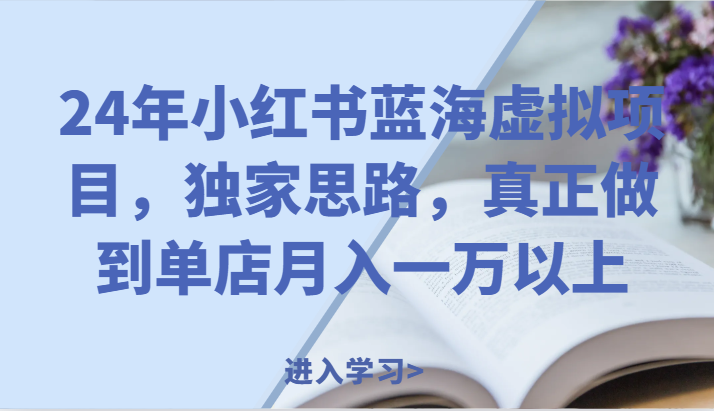 24年小红书蓝海虚拟项目，独家思路，真正做到单店月入一万以上。-宇文网创