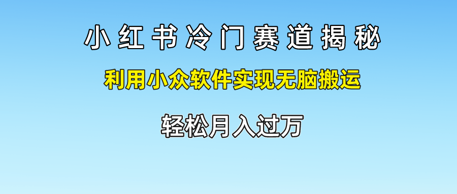 小红书冷门赛道揭秘,利用小众软件实现无脑搬运，轻松月入过万-宇文网创