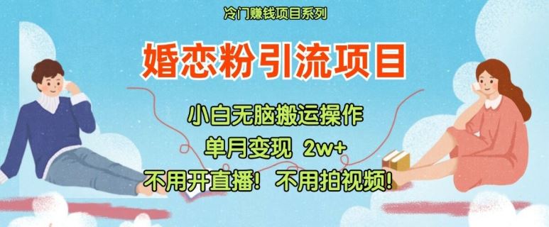 小红书婚恋粉引流，不用开直播，不用拍视频，不用做交付【揭秘】-宇文网创