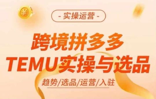 跨境拼多多TEMU实操与选品，多多temu跨境选品运营实操-宇文网创